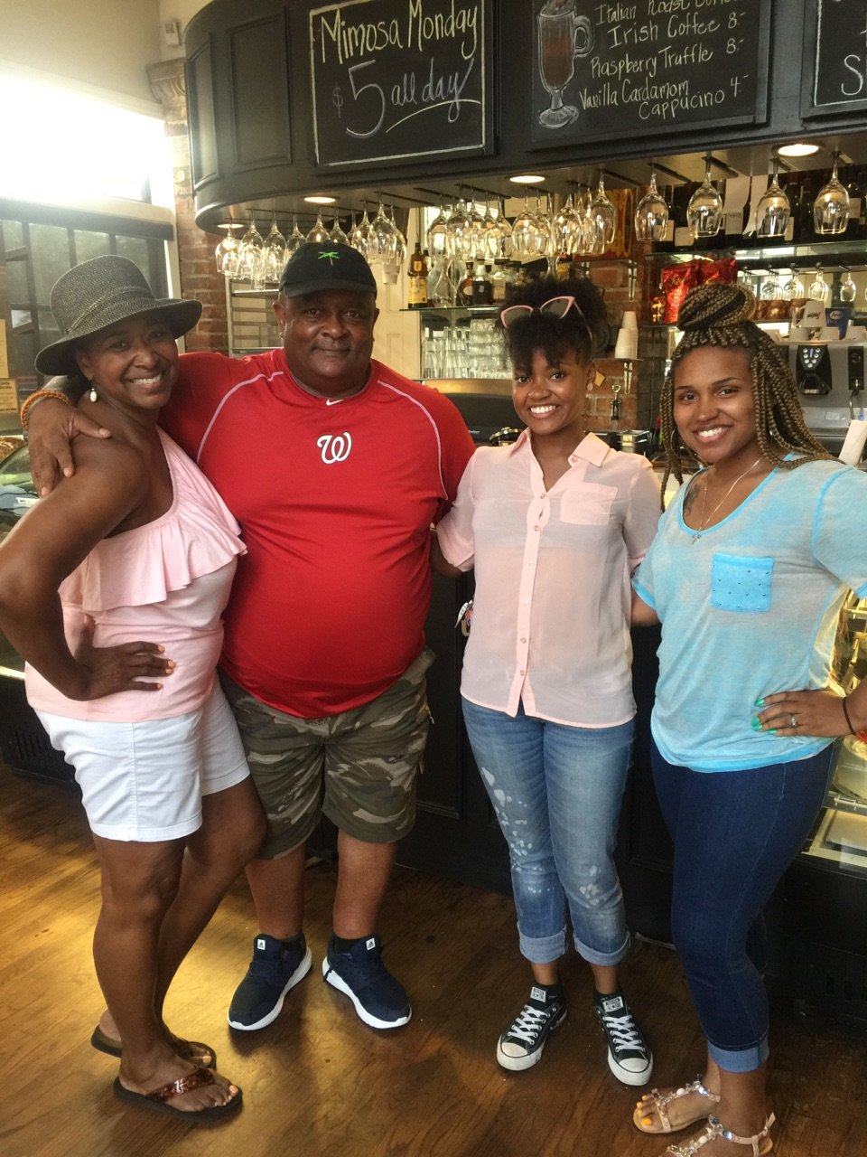 Family together at a cafe